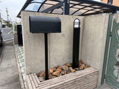 ポスト塗装工事　塀高圧洗浄工事　羽島市Ａ様邸