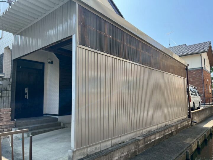 車庫外壁塗装工事　大垣市H様邸